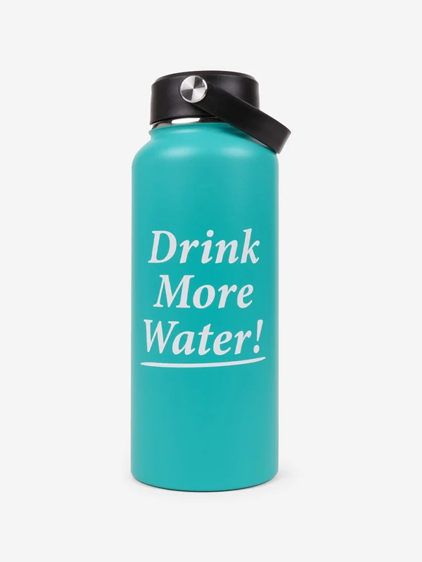 Sporty & Rich Kids Drink More Water Bottle (1 Litre Capacity) Green / One size