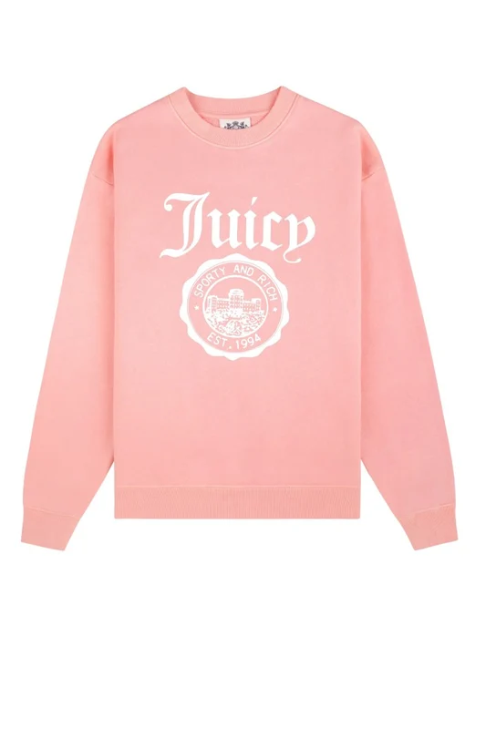 S&R X Juicy Couture Pink Logo Print Crewneck Cotton Sweatshirt standard S