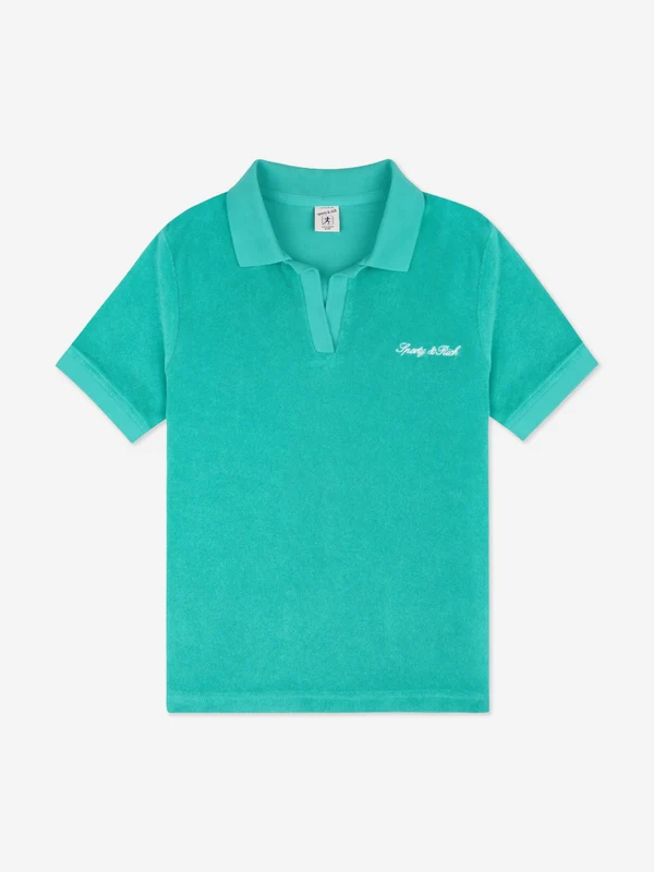 Sporty & Rich Kids Signature Logo Terry Polo Shirt in Green Green / 4 - 6 Yrs