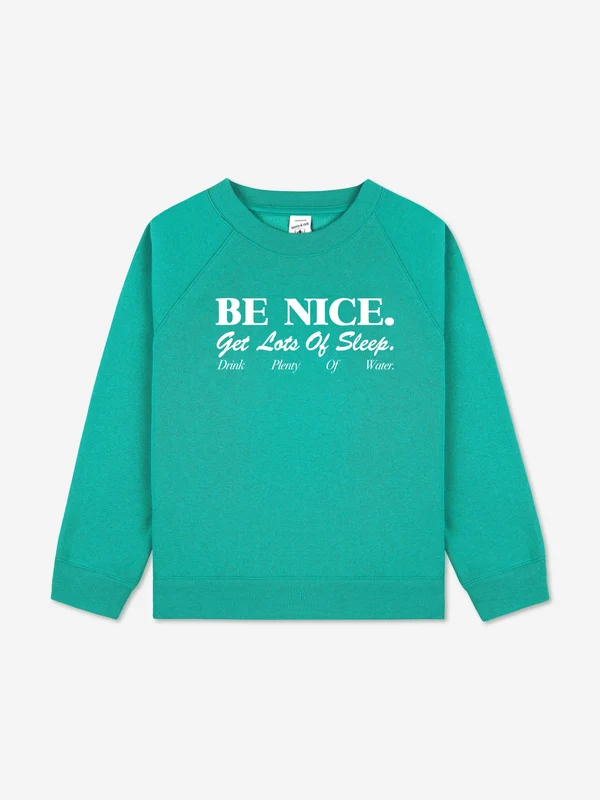 Sporty & Rich Kids Be Nice Crewneck Sweatshirt in Green Green / 12 - 14 Yrs
