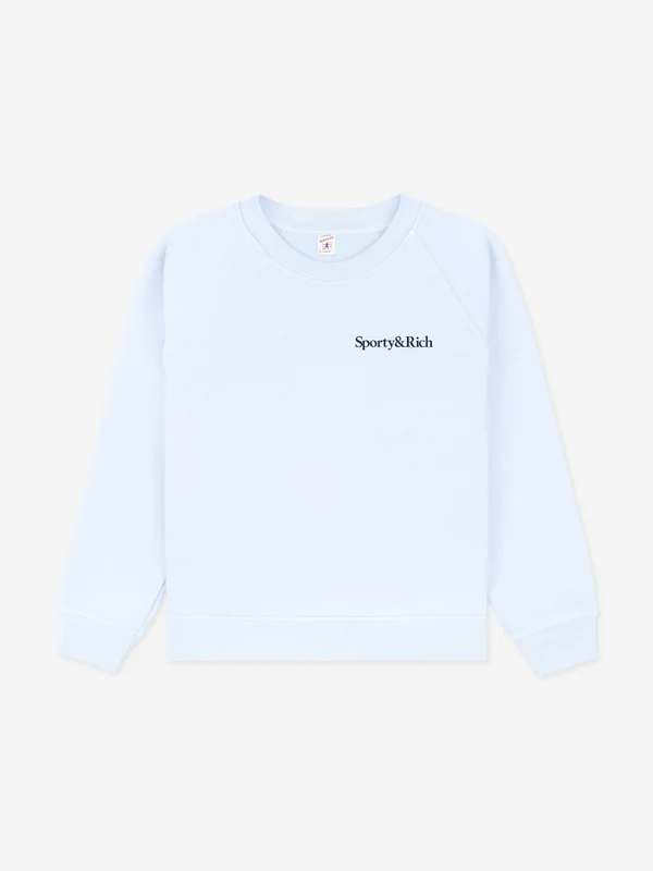 Sporty & Rich Kids Play Tennis Crewneck Sweatshirt in Blue Blue / 12 - 14 Yrs