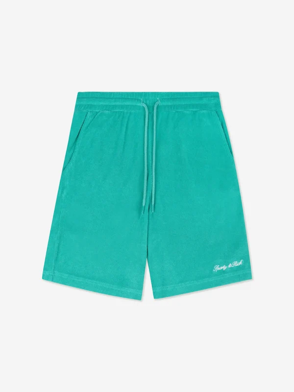 Sporty & Rich Kids Signature Logo Terry Shorts in Green Green / 8 - 10 Yrs