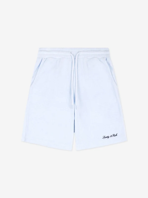 Sporty & Rich Kids Signature Logo Terry Shorts in Blue Blue / 4 - 6 Yrs