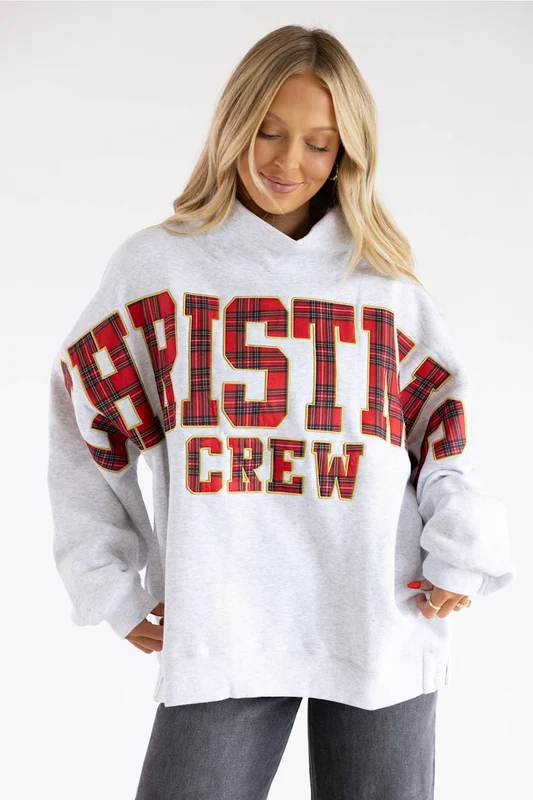 Simply Southern Christmas Mock Neck Sweatshirt for Women in Grey OS / Red