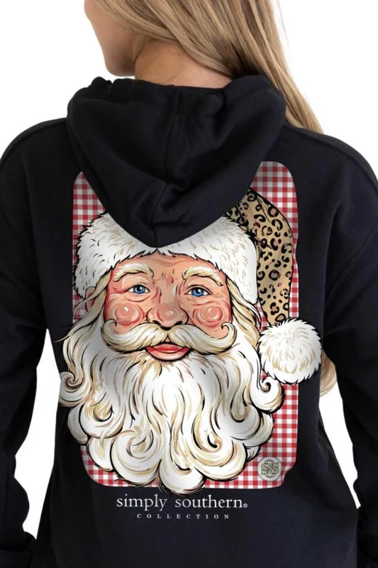 Simply Southern Santa Hoodie for Women in Black M / Black