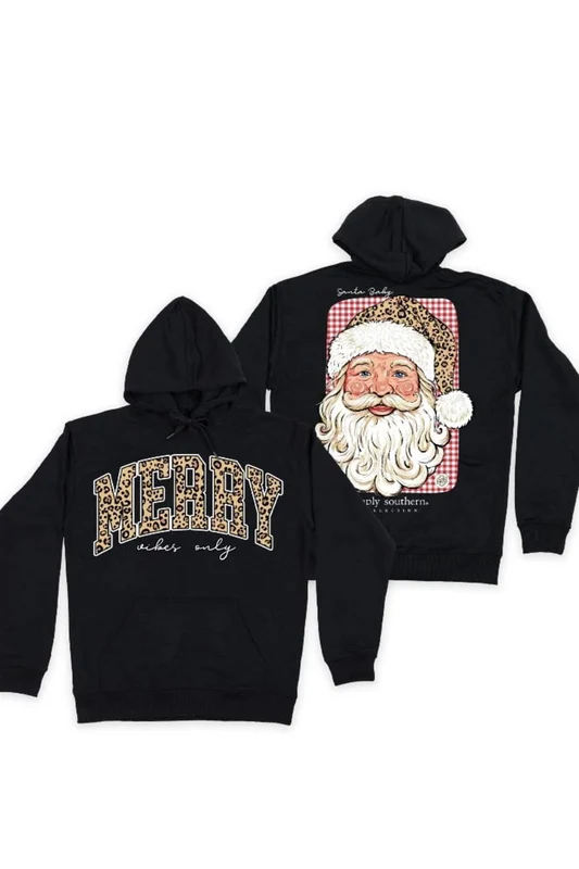 Simply Southern Plus Size Santa Hoodie for Women in Black XXL / Black