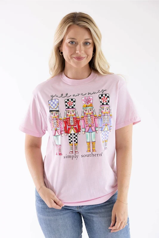 Simply Southern Nuts T-Shirt for Women in Peony XL / Peony Pink