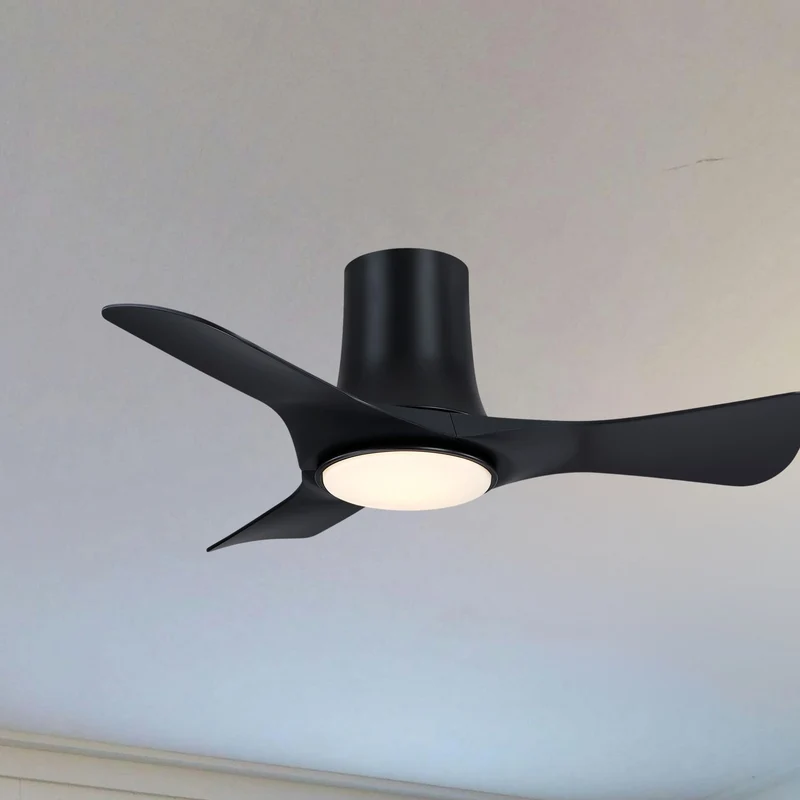 Fanimation Corke Flush Mount Ceiling Fan with LED Light DC Motor 36" / Black & Koa