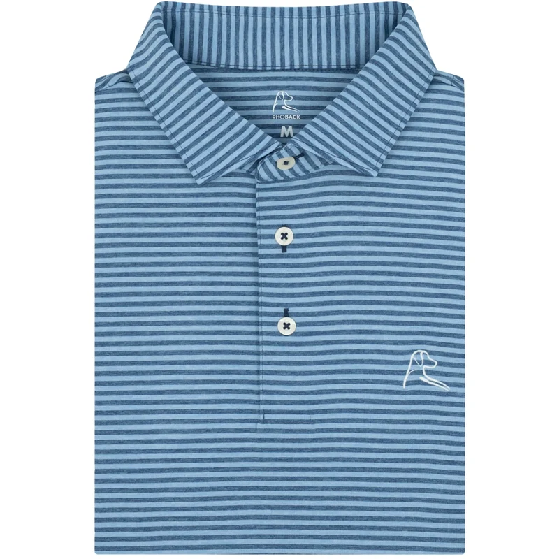 Rhoback Men's "The Barts" Performance Polo HTR STRIPE COASTAL / LARG