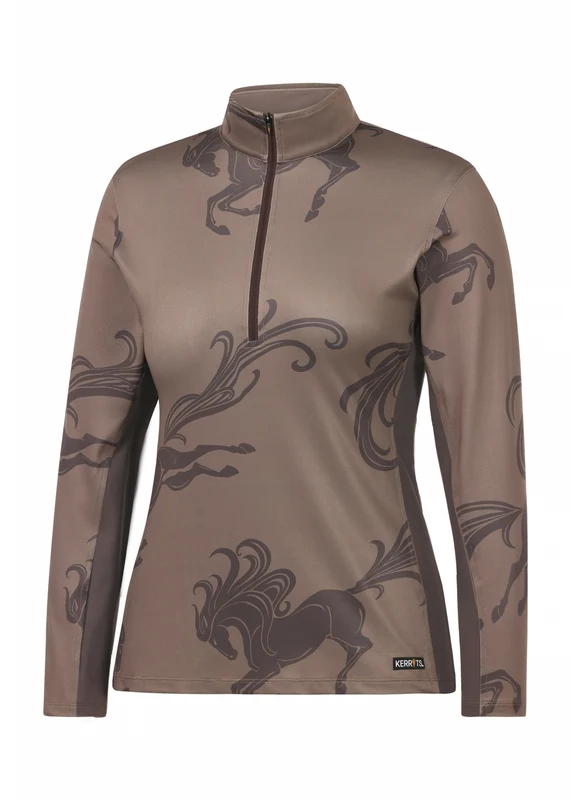 Kerrits In The Zone Coolcore Long Sleeve Shirt Acorn Horse Whimsy / Large