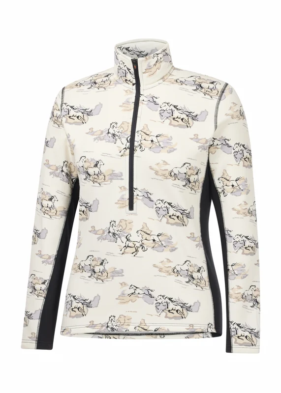 Kerrits Soft Haven Plush Fleece Half Zip Top Soft White Stormy Horse / 1X-Large