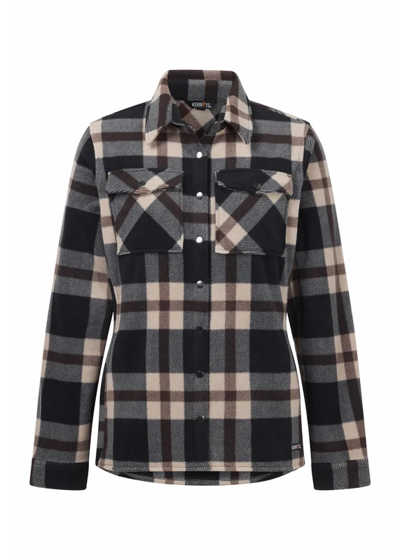 Kerrits Alpine Fleece Jacket Black/Mocha Plaid / X-Small