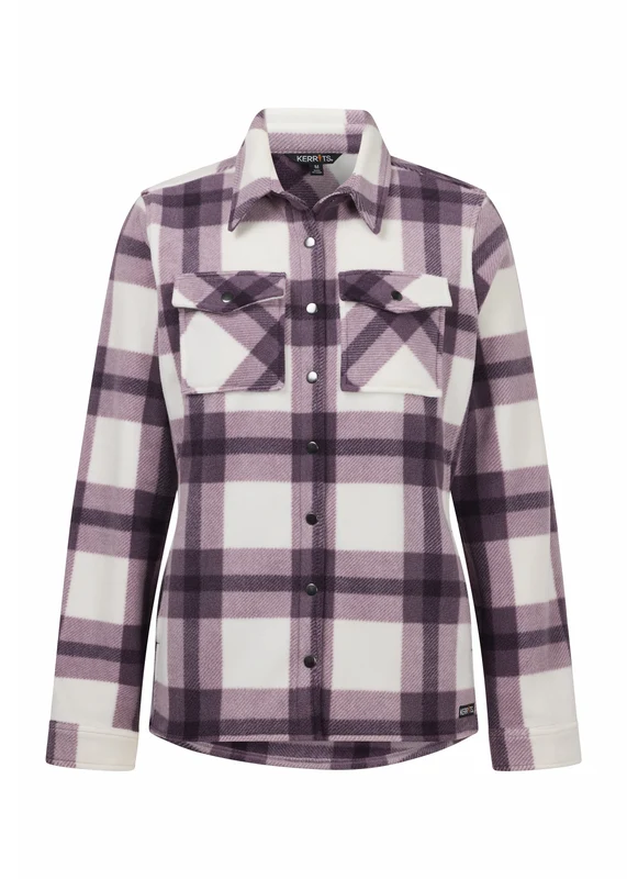 Kerrits Alpine Fleece Jacket Soft White/Elderberry Plaid / 1X-Large