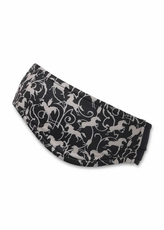 Kerrits Traverse Fleece Headband Black Wrought Iron Horses / One Size