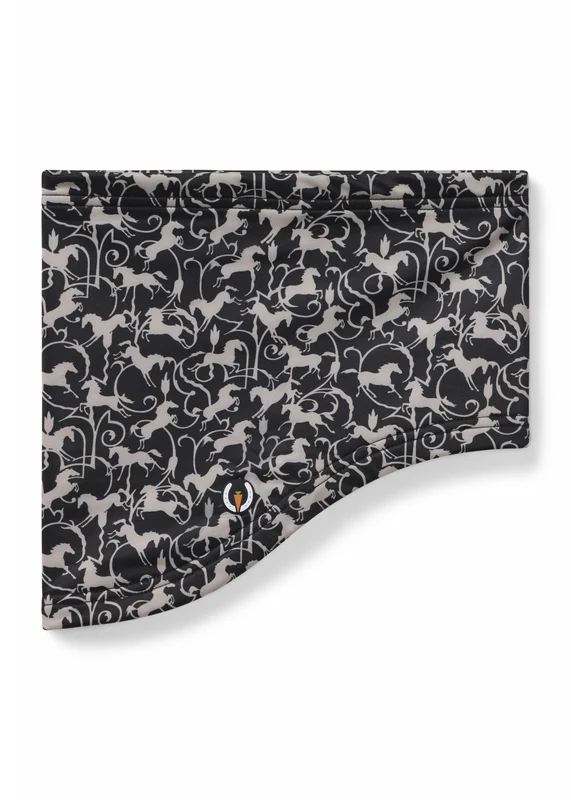 Kerrits Traverse Fleece Neck Warmer Black Wrought Iron Horses / One Size