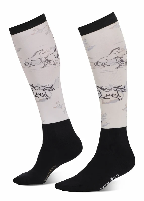 Kerrits Kids Dual Zone Boot Socks Soft White Stormy Horse / One Size
