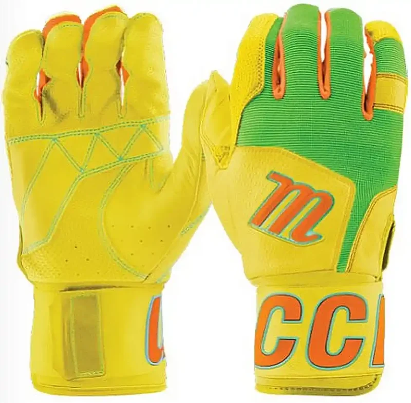 Marucci Blacksmith V2 Baseball Adult Batting Gloves - Yellow Orange Yellow / Adult L