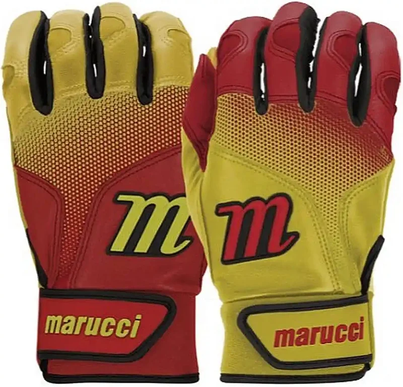 Marucci PWR FADE Youth Batting Gloves - Red Yellow Red Yellow / Youth S