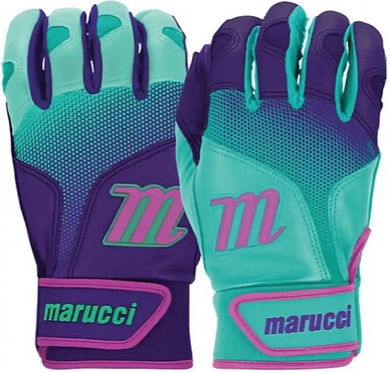 Marucci PWR FADE Adult Batting Gloves - Purple Mint Purple Green-Light / Adult S