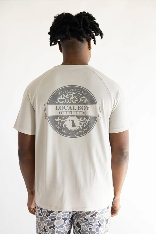 Local Boy Vintage Camo Logo T-Shirt for Men in Sand XXL / Sand