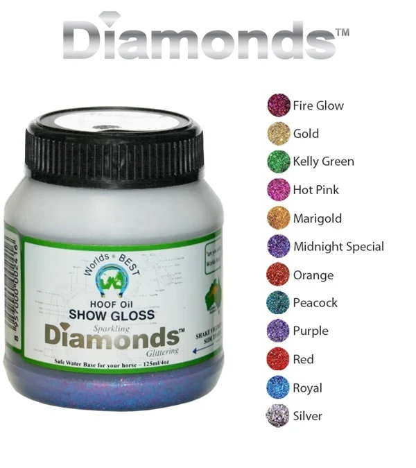 Worlds Best Hoof Oil Diamonds Show Gloss Kelly Green / 4 oz