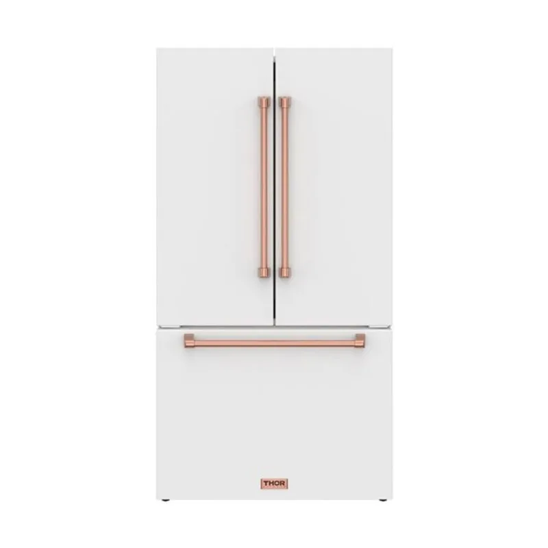 Thor Kitchen Gordon Ramsay 36-in Counter-Depth French Door Refrigerator with Ice Maker - White and Rose Gold