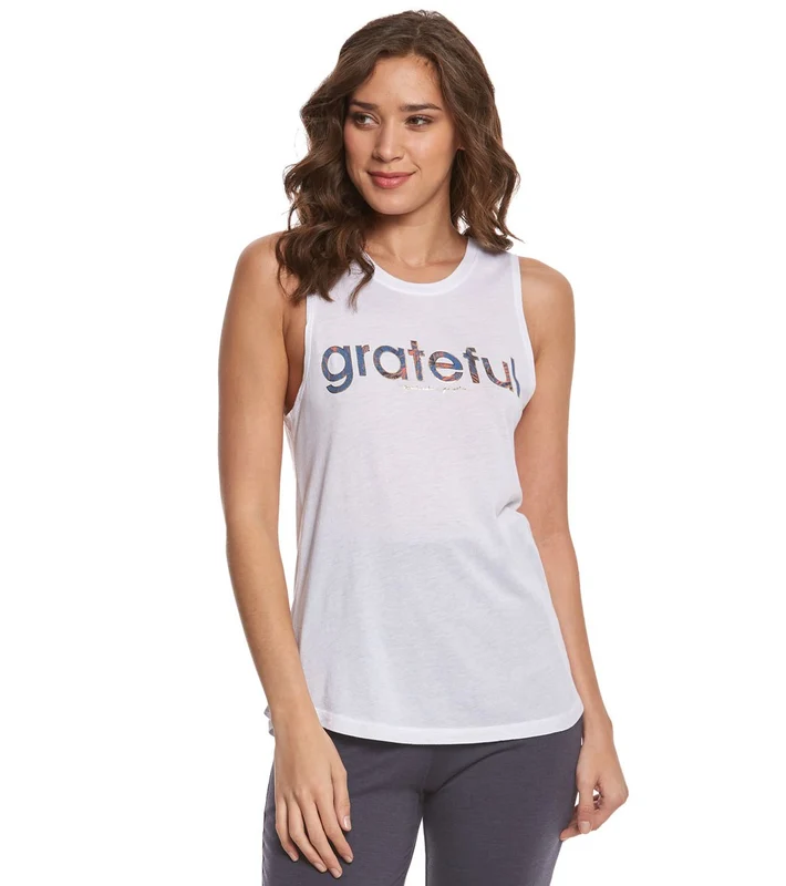 Spiritual Gangster Grateful Yoga Tank Top White / S
