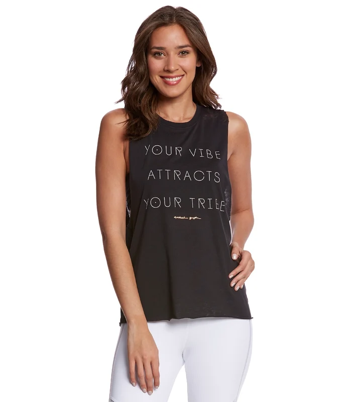 Spiritual Gangster Vibe Attracts Tribe Muscle Tank Vintage Black / L