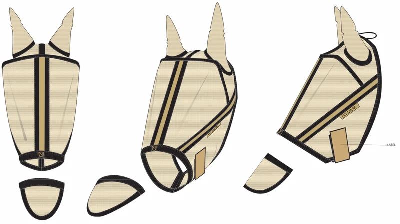 Noble Equestrian Guardsman Fly Mask with Ear Gold / Large