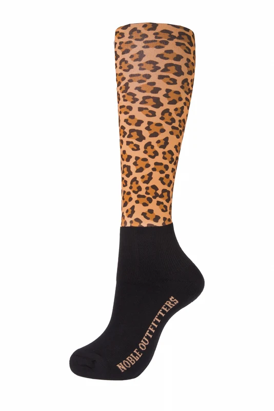 Noble Equestrian Ladies Over the Calf Peddies Classic Leopard