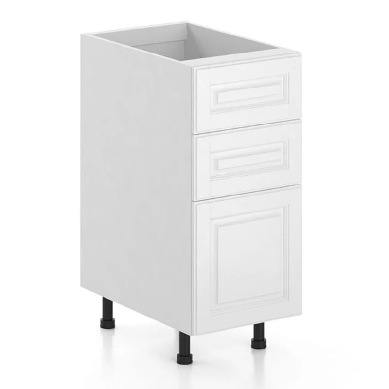 Ebsu Cristal Pre-Assembled 3 Drawers Kitchen Cabinet - Melamine - 15-in - White