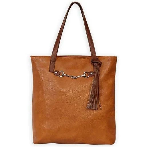 Snaffle Bit Tote Bag withTassel Brown Brown / 15"W x 14"H x 5"D