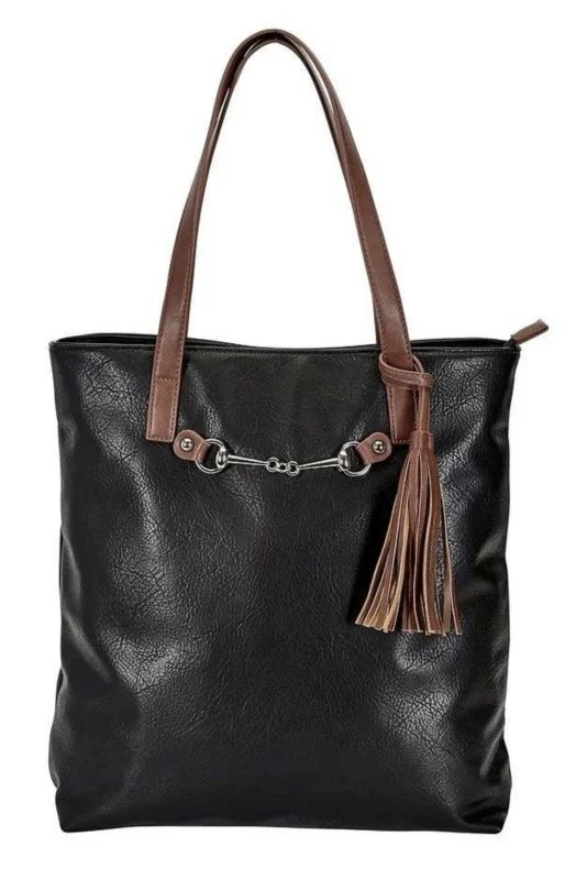 AWST International Snaffle Bit Tote Bag with Tassel Black / 15"W x 14"H x 5"D