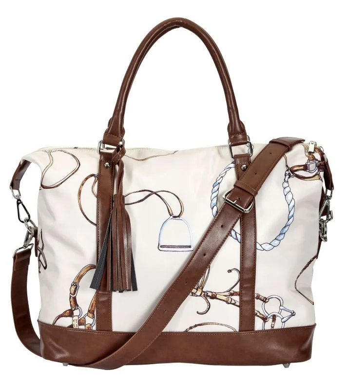 Lila Equestrian Pattern Travel Bag with Tassel STD / 21"W x 14"H x 7.5D