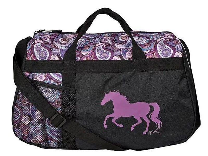 AWST Intl Lila Galloping Horse Paisley Duffle Bag Mauve / 18"L x 11"H x 9"W