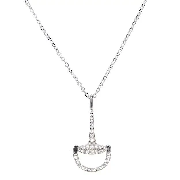 AWST Int'l Sterling SIlver & CZ D-Bit Snaffle Necklace STD / 16"