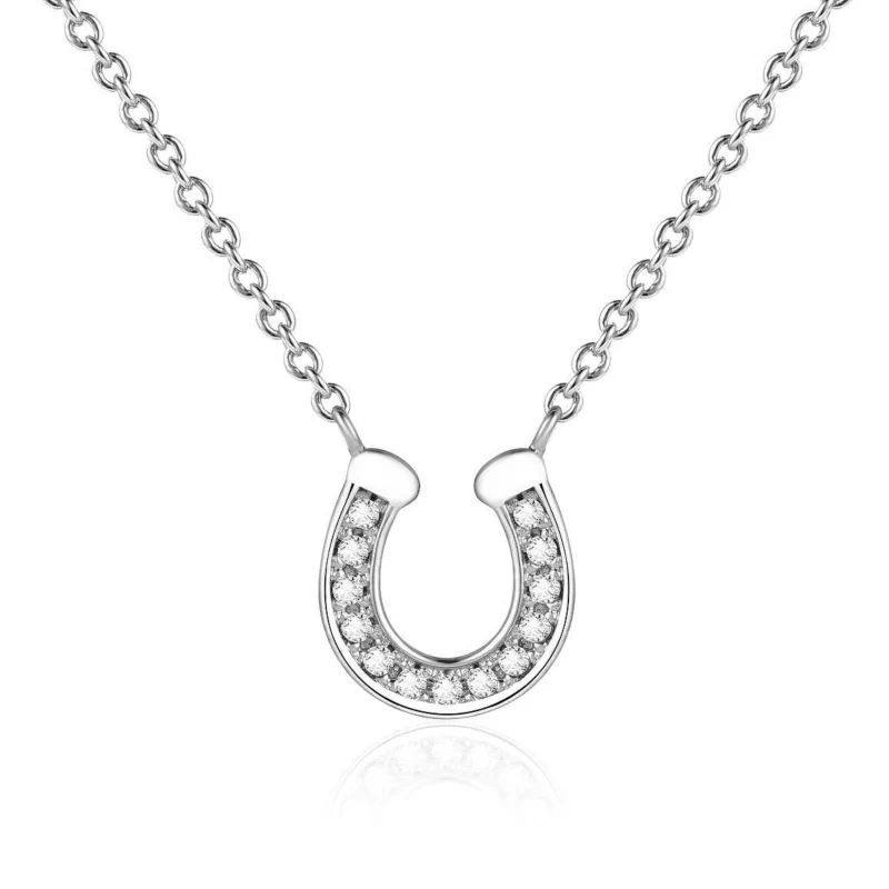 Awst Intftl Rhodium And Cz Horseshoe Necklace 16 STD / 16"