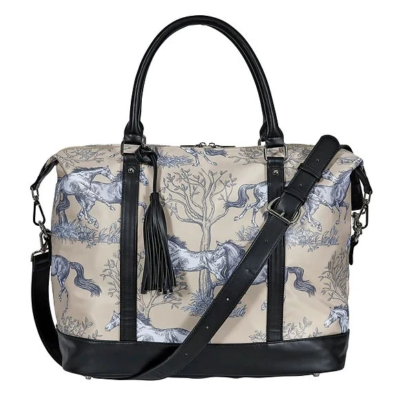 AWST Int'l "Lila" Toile Pattern Travel Bag with Tassel Beige Toile / 21"W x 14"H x 7.5D
