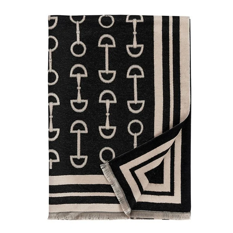 AWST Acrylic Cashmere Snaffle Bit Scarf Black / 75 x 26.5