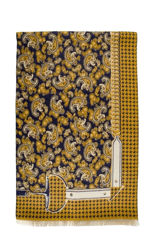 AWST Int'l Acrylic Cashmere Snaffle Bit and Houndstooth Scarf/Shawl Gold / 75 x 26.5