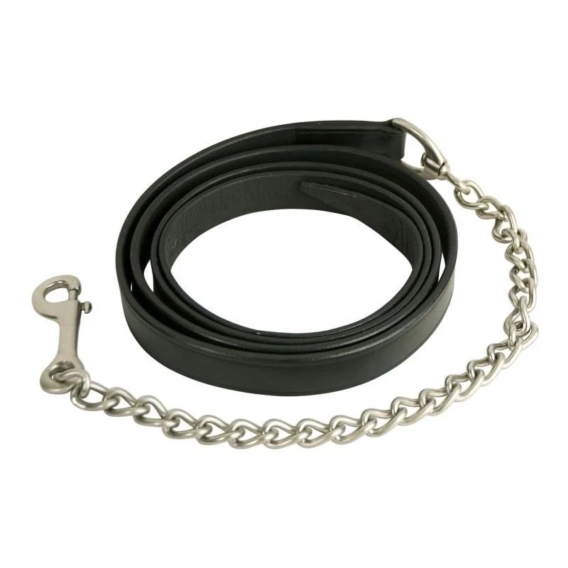 Gatsby Leather Lead with Chain Black / 7-1/2'