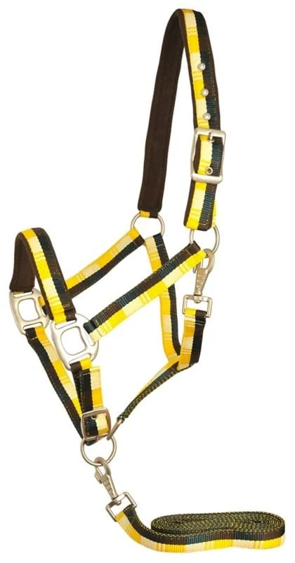 Gatsby Terra Fleece Nylon Halter Tan/Hunter/Yellow/Brown / Horse