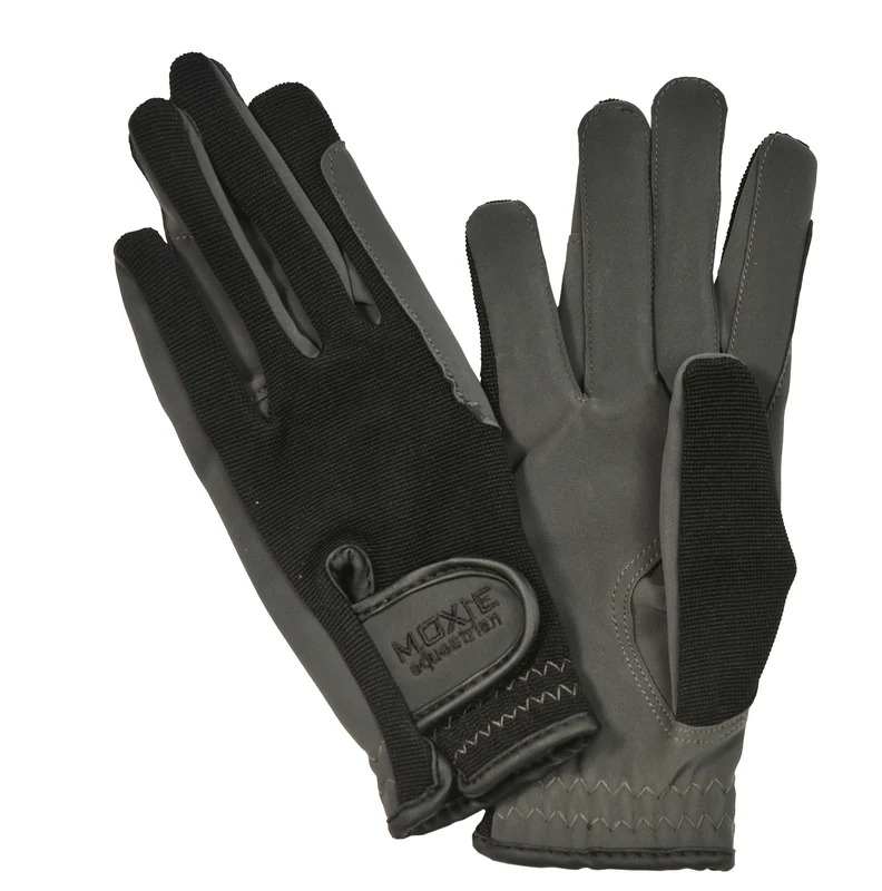 Moxie Micro-Suede Stretch-Back Unisex Riding Gloves Black / X-Large