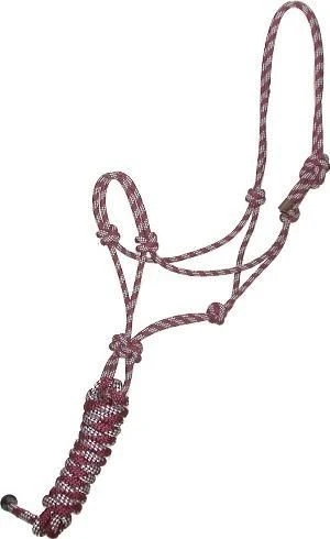 Gatsby Cowboy Rope Halter with Lead Burgundy/ Steel Grey / Horse