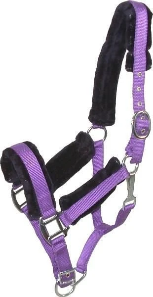 Gatsby Nylon Halter/Removable Fleece Purple / Horse