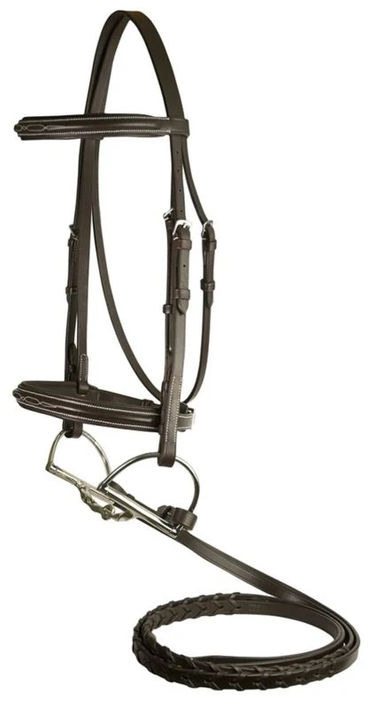 DaVinci Fancy Raised Pad Bridle/Rein Dark Brown / Horse