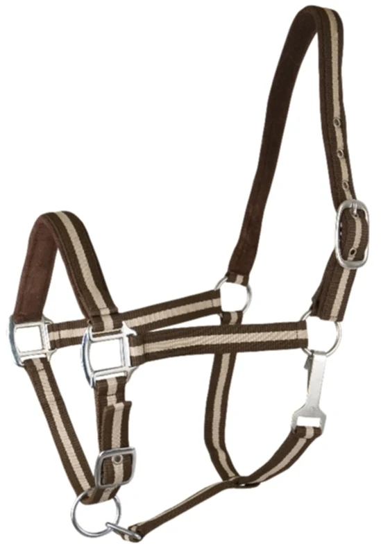 Gatsby Suede Padded Nylon Halter Brown & Beige w/Brown Padding / Horse