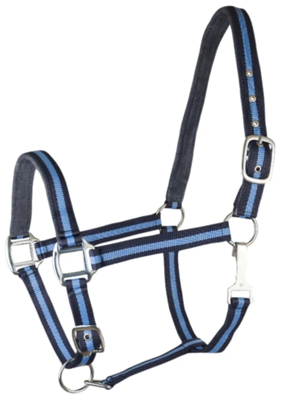 Gatsby Suede Padded Nylon Halter Navy & Light Blue w/Brown / Cob