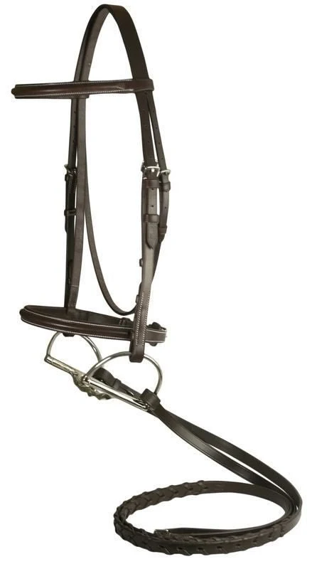 DaVinci Raised Bridle/Laced Reins Dark Brown / Cob