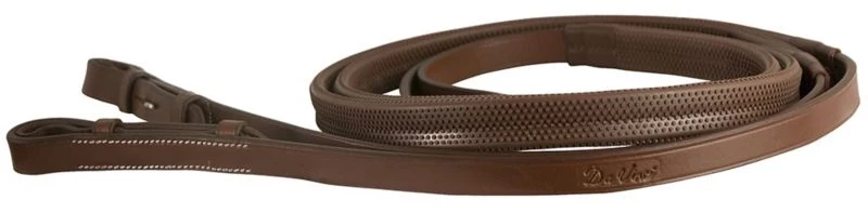 DaVinci Flat Rubber Reins/Hook Dark Brown / 5/8" x 54"